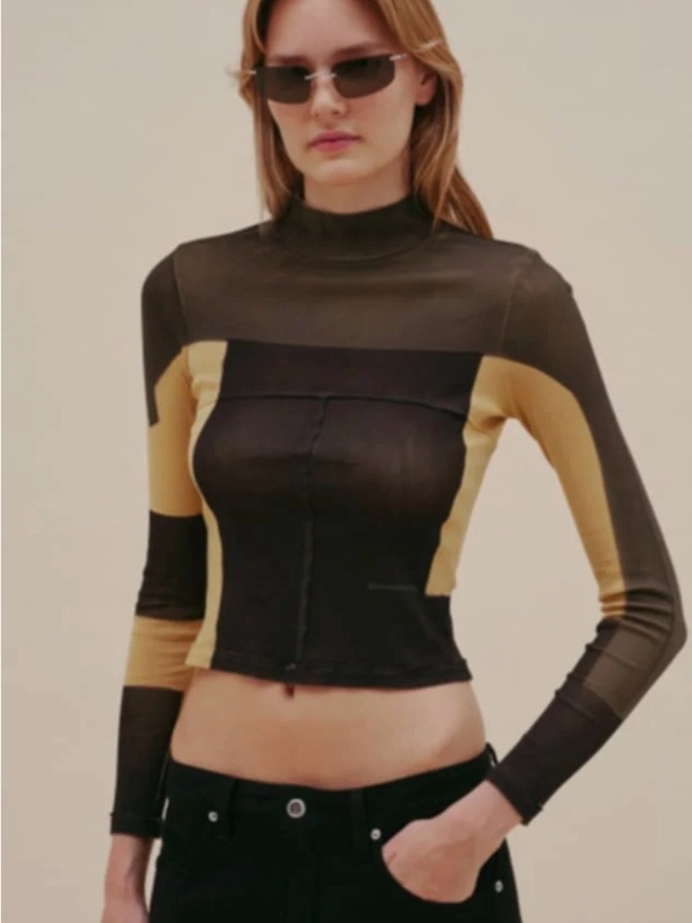 Eckhaus Latta Lapped Baby Mockneck- Redacted Size XS